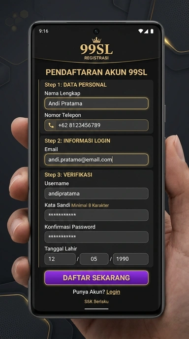 Tampilan halaman daftar 99sl