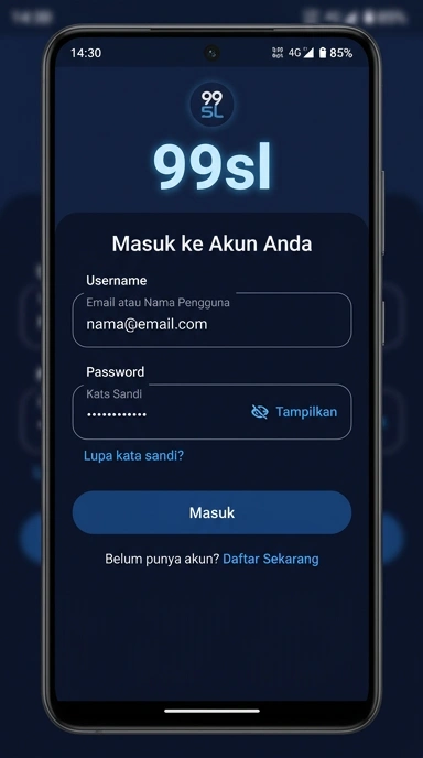 Tampilan halaman login 99sl