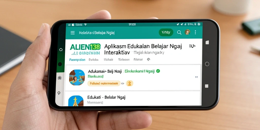 Tampilan antarmuka ALIEN138 untuk belajar Ngaji yang interaktif.