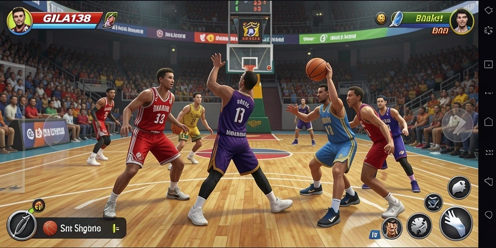 Antarmuka GILA138 yang menarik menampilkan gameplay seru bola basket.