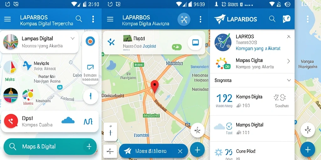 Tampilan antarmuka LAPARBOS yang intuitif untuk navigasi kompas digital.